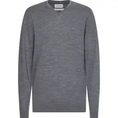 CALVIN KLEIN - Suéter Wool Vneck Gris