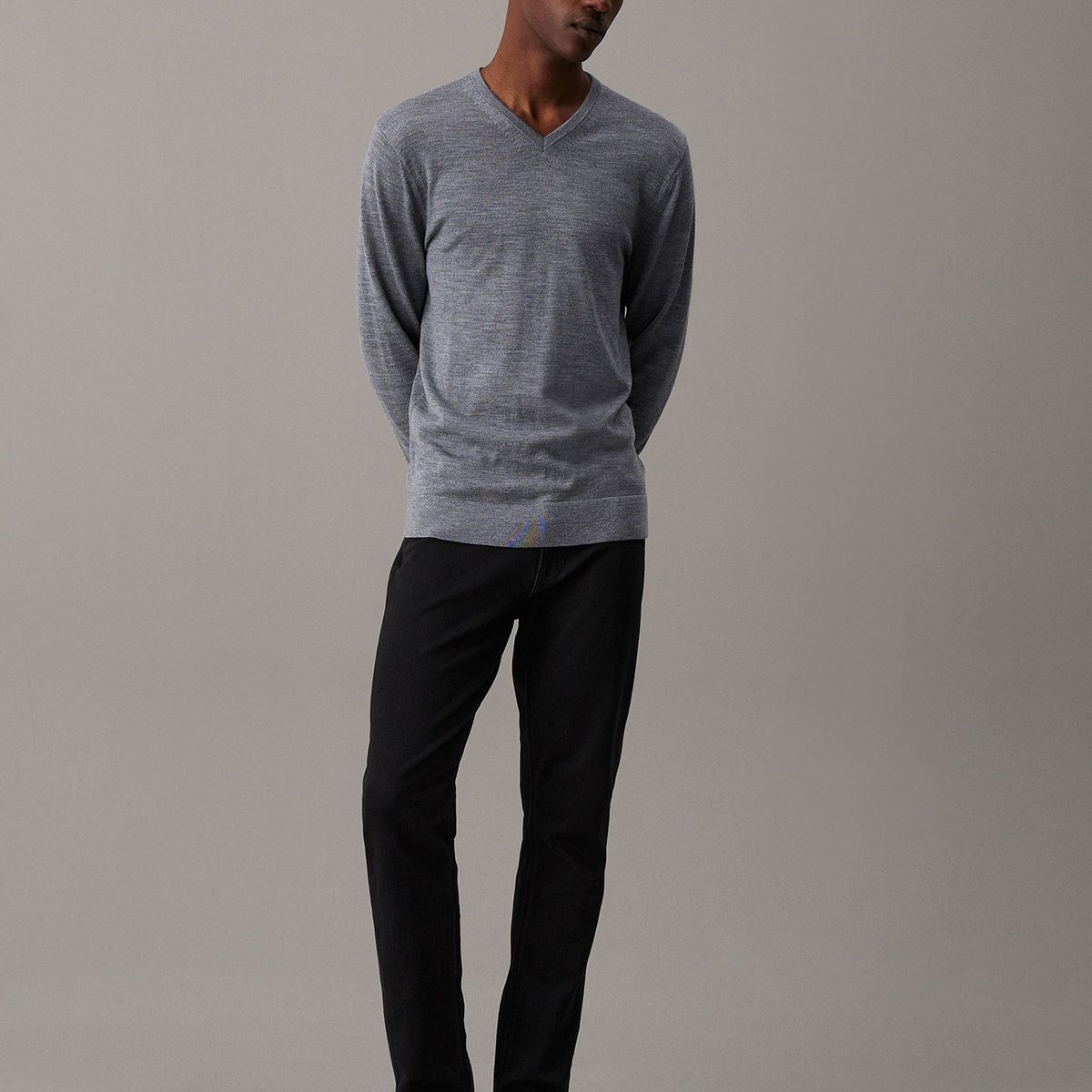 CALVIN KLEIN - Suéter Wool Vneck  Gris Calvin Klein