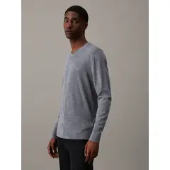 CALVIN KLEIN - Suéter Wool Vneck Gris