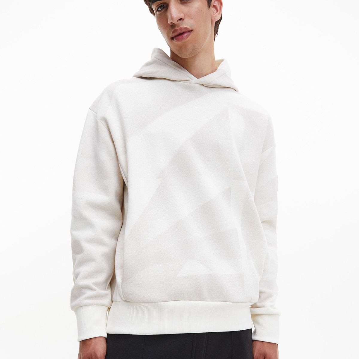 CALVIN KLEIN - Hoodie Shadow Print Comfort Beige Calvin Klein