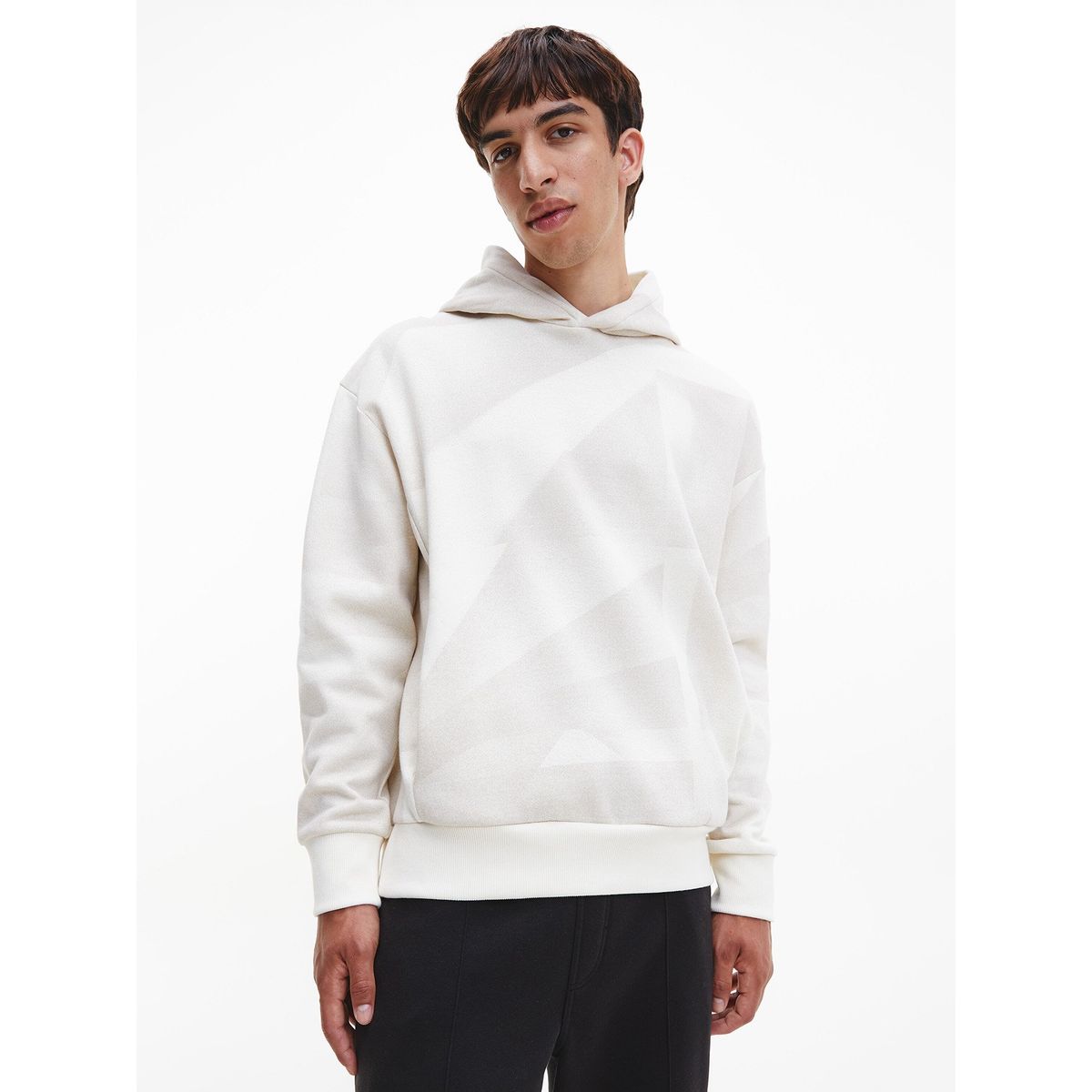 CALVIN KLEIN - Hoodie Shadow Print Comfort Beige Calvin Klein