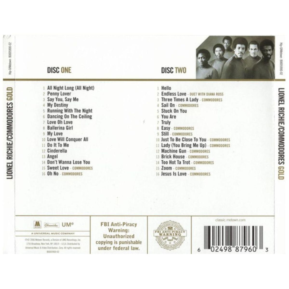 HITWAY MUSIC - LIONEL RICHIE & COMMODORES - GOLD (2CD) - CD HITWAY MUSIC