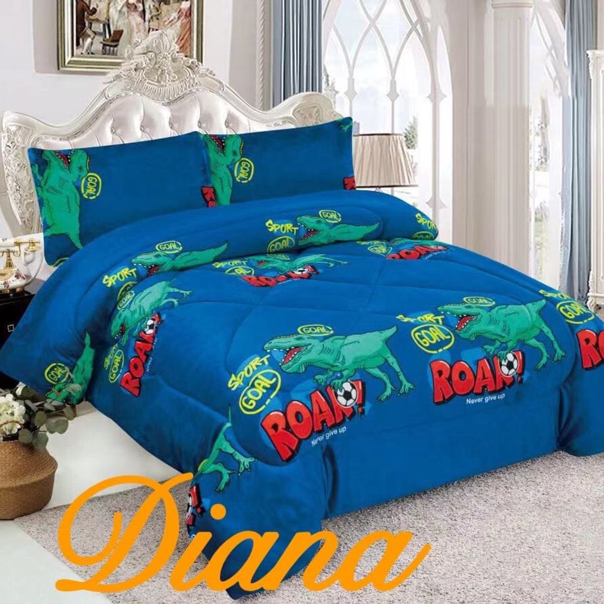 GENERICO - COBERTOR PARA NIÑO DISEÑO DINOSAURIO PLAZA Y MEDIA