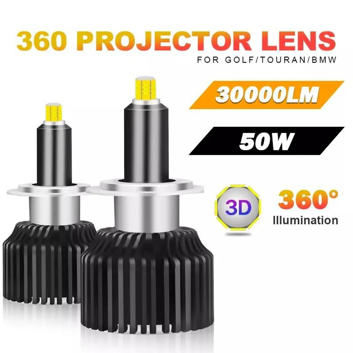 GENERICO - AMPOLLETA TURBO LED H7 360° 30000LM  CANBUS