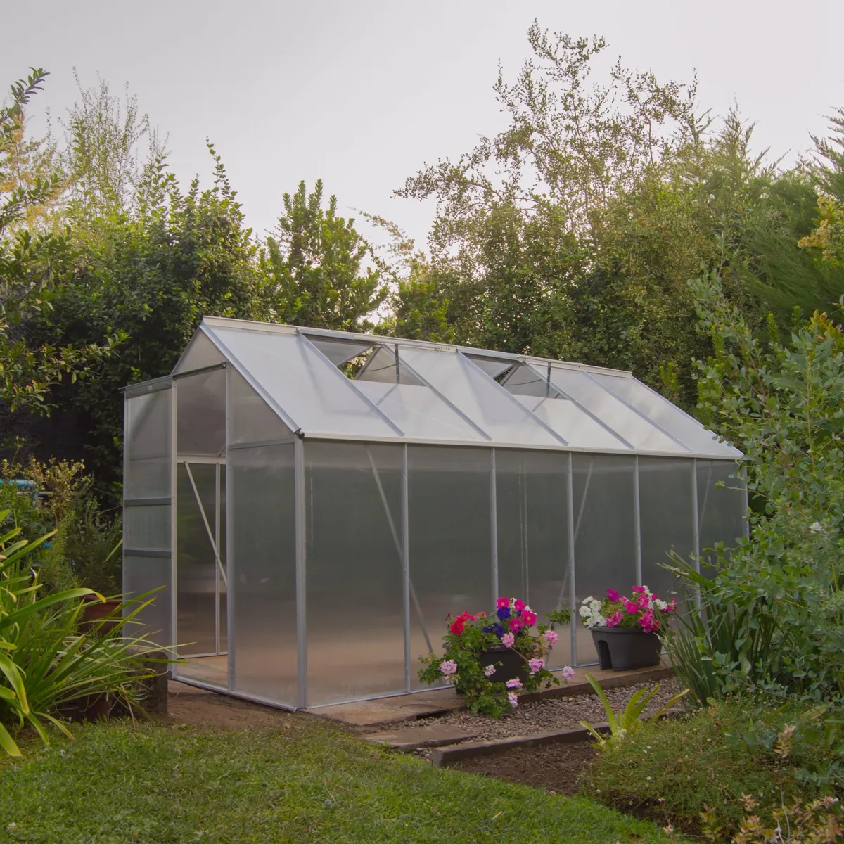 ALTAVISTA - Invernadero de policarbonato transparente, 380 x 190 x 205 cm
