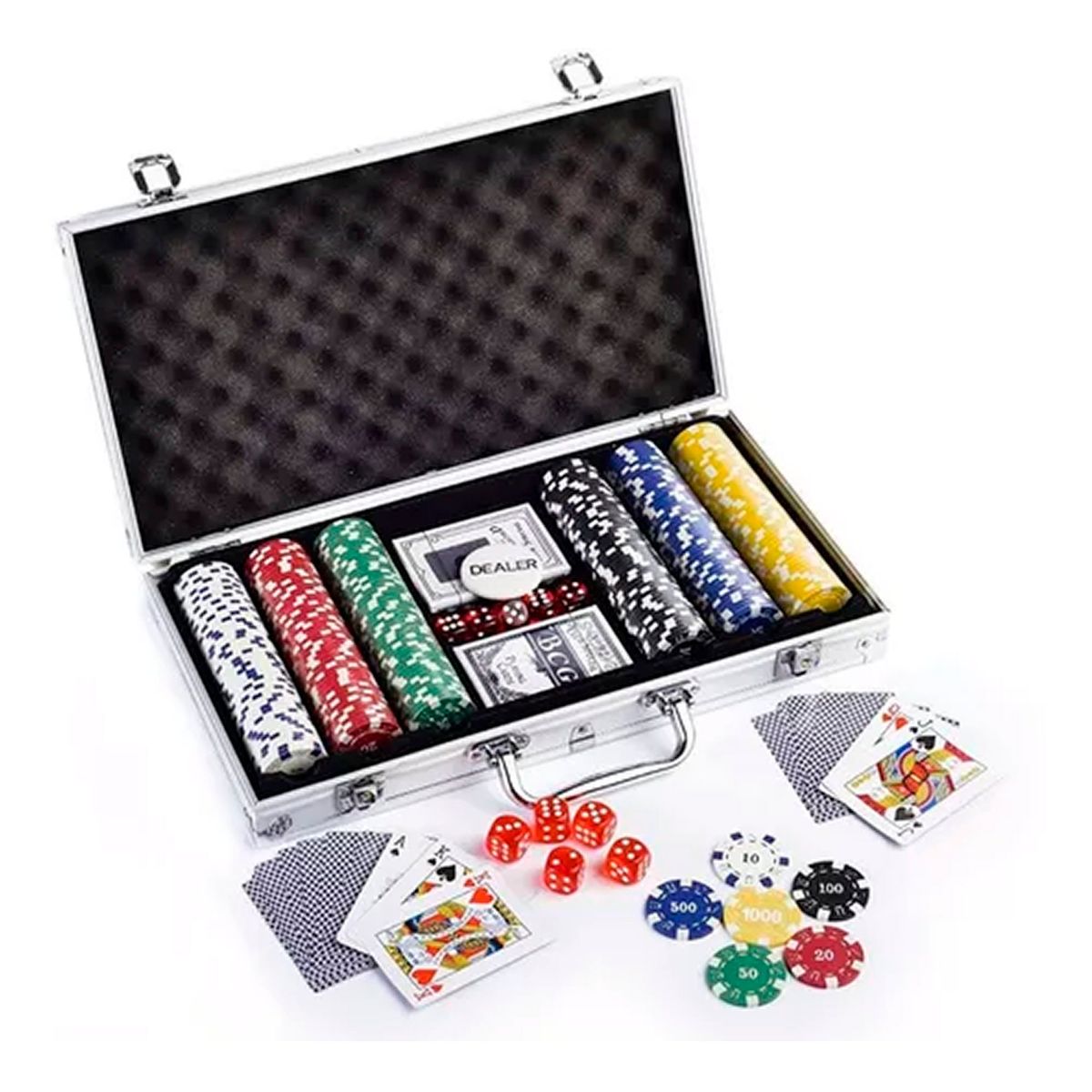 ESHOPANGIE - Set Poker Profesional 300 Fichas 11,5gr + Maleta Aluminio