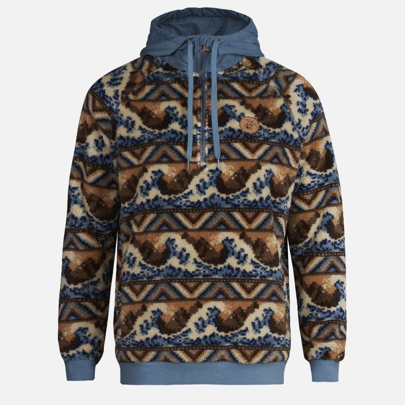 HAKA HONU - Poleron Hombre Cangur-oso Print Azul Haka Honu