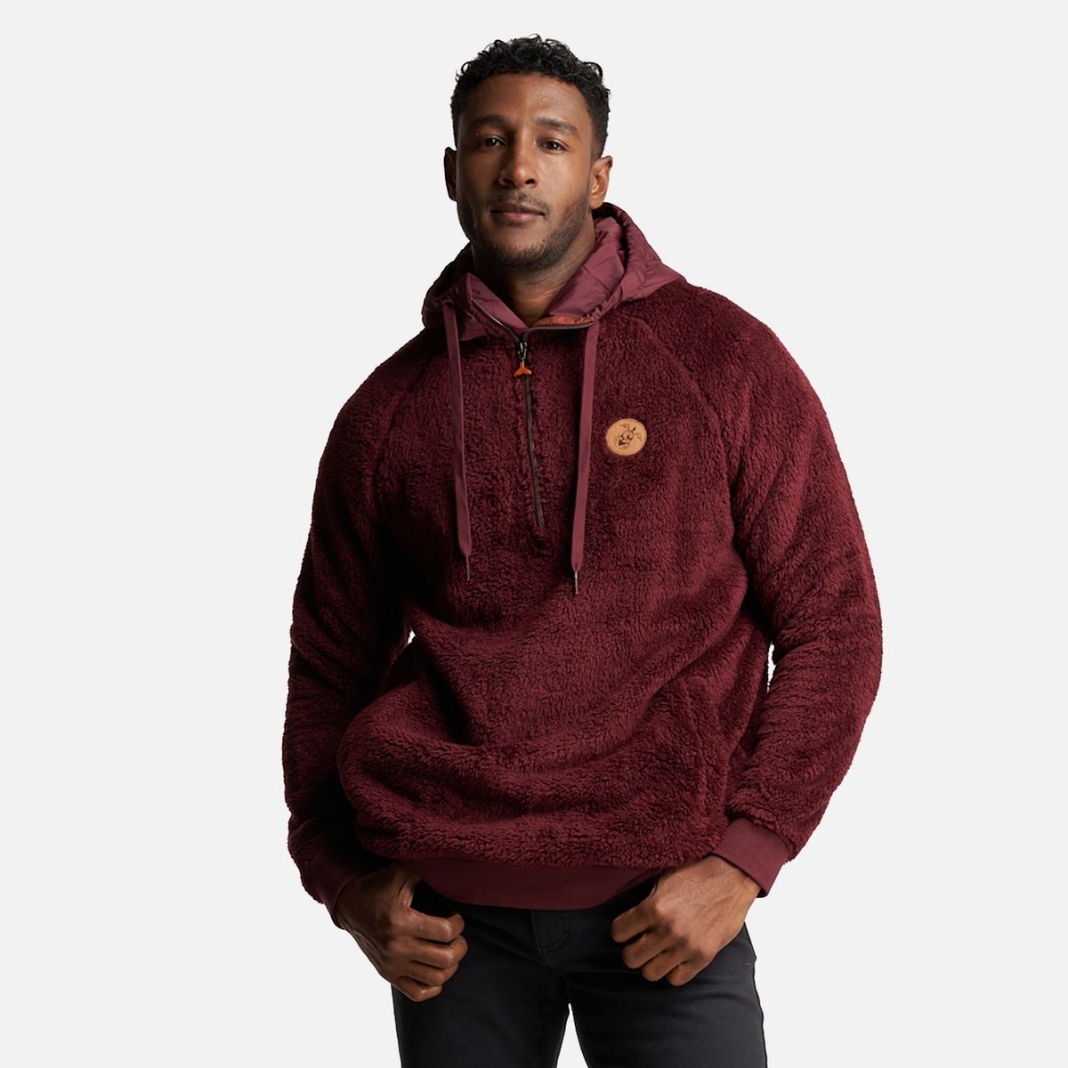 HAKA HONU - Poleron Hombre Cangur-oso Burdeo Haka Honu