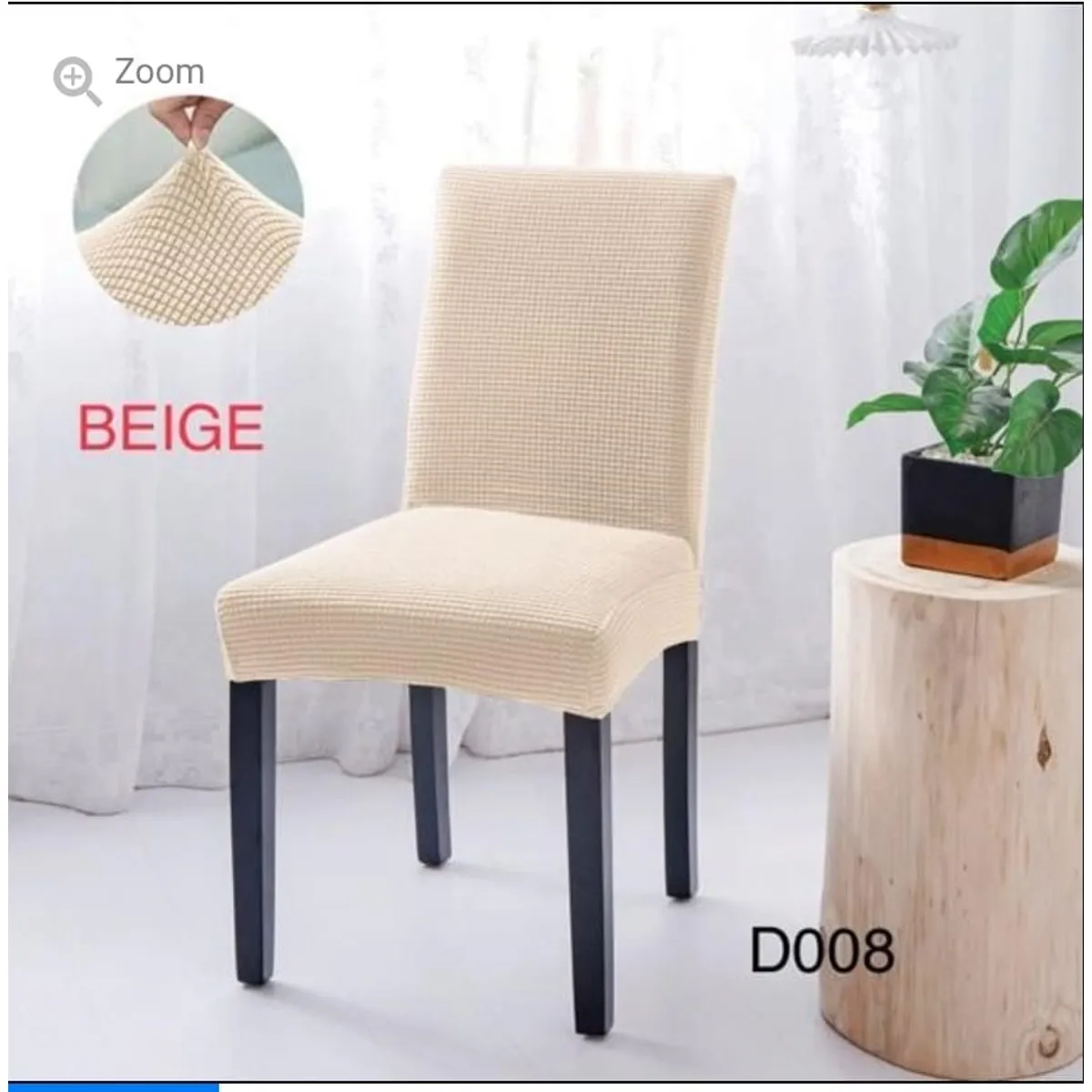 GENERICO - Pack de 06 Fundas para Sillas Tela Cuadrille Beige