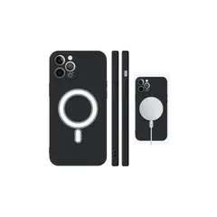 GENERICO - Carcasa Magsafe para Iphone 11 negra + cargador Magsafe Inalámbrico