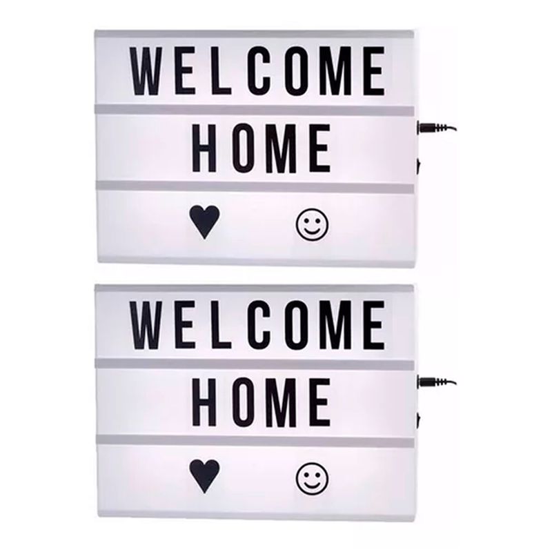 ESHOPANGIE - Pack 2 Caja De Luz Led A4 Pizarra Con Letras Y Emojis Cartel