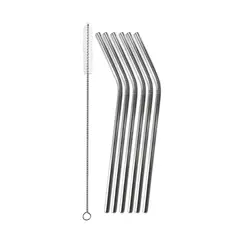GHIDINI - Set 6 Bombillas Acero Inox c/ Cepillo para Limpiar