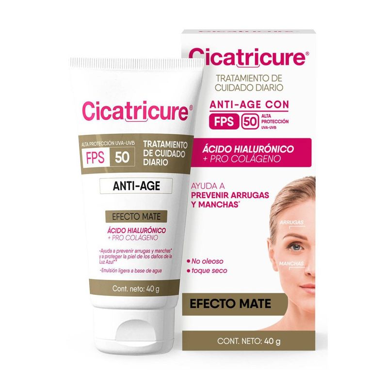 CICATRICURE - Crema Antiedad Cicatricure FPS 50 Efecto Mate 40 G