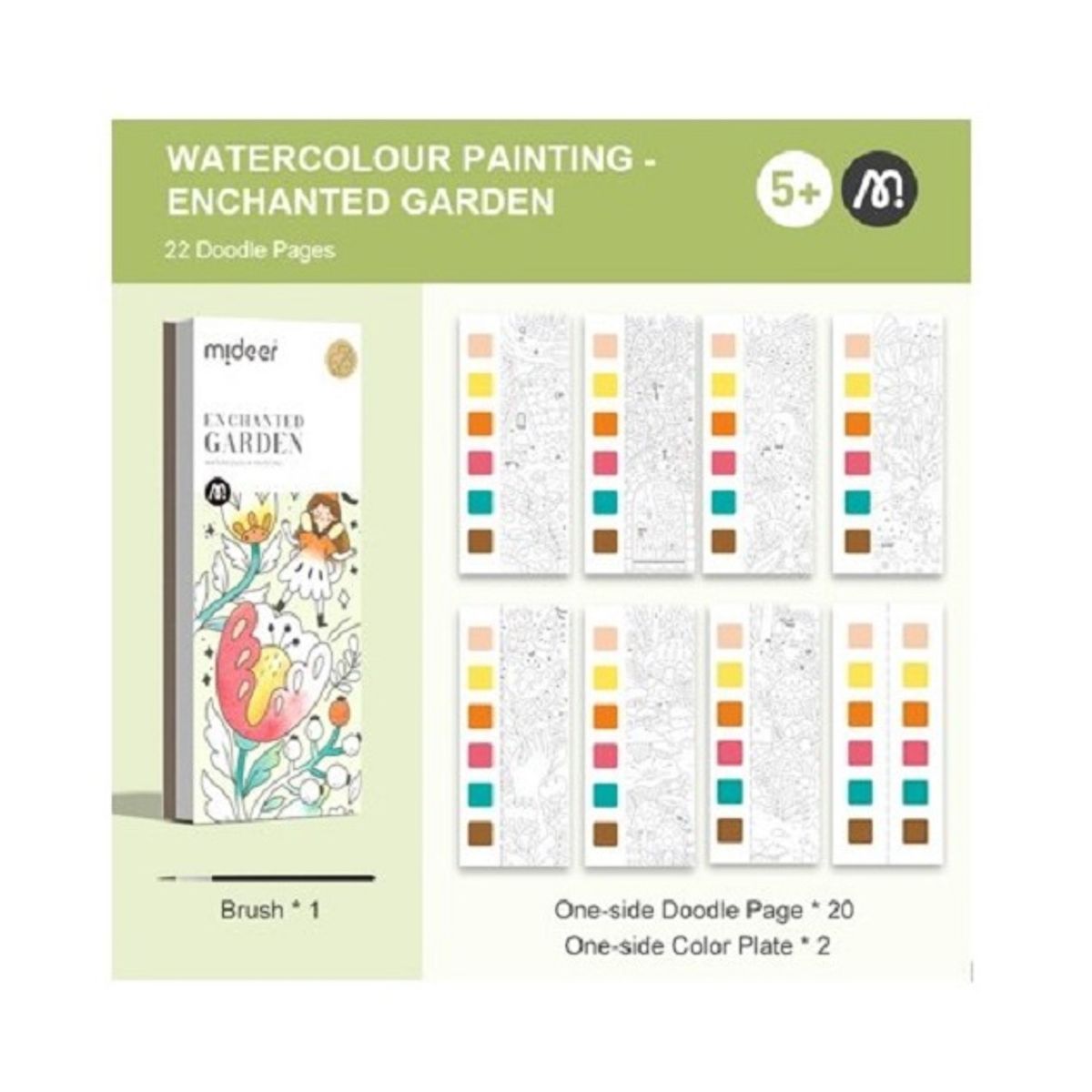 MIDEER - Libreta De Acuarelas Para Pintar Motivo Jardín Encantado