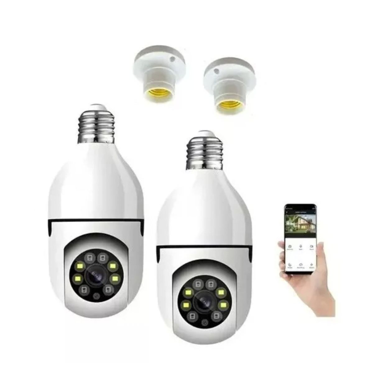GENERICO - 2 X Camara IP Ampolleta Motorizada 360° E27 1080P