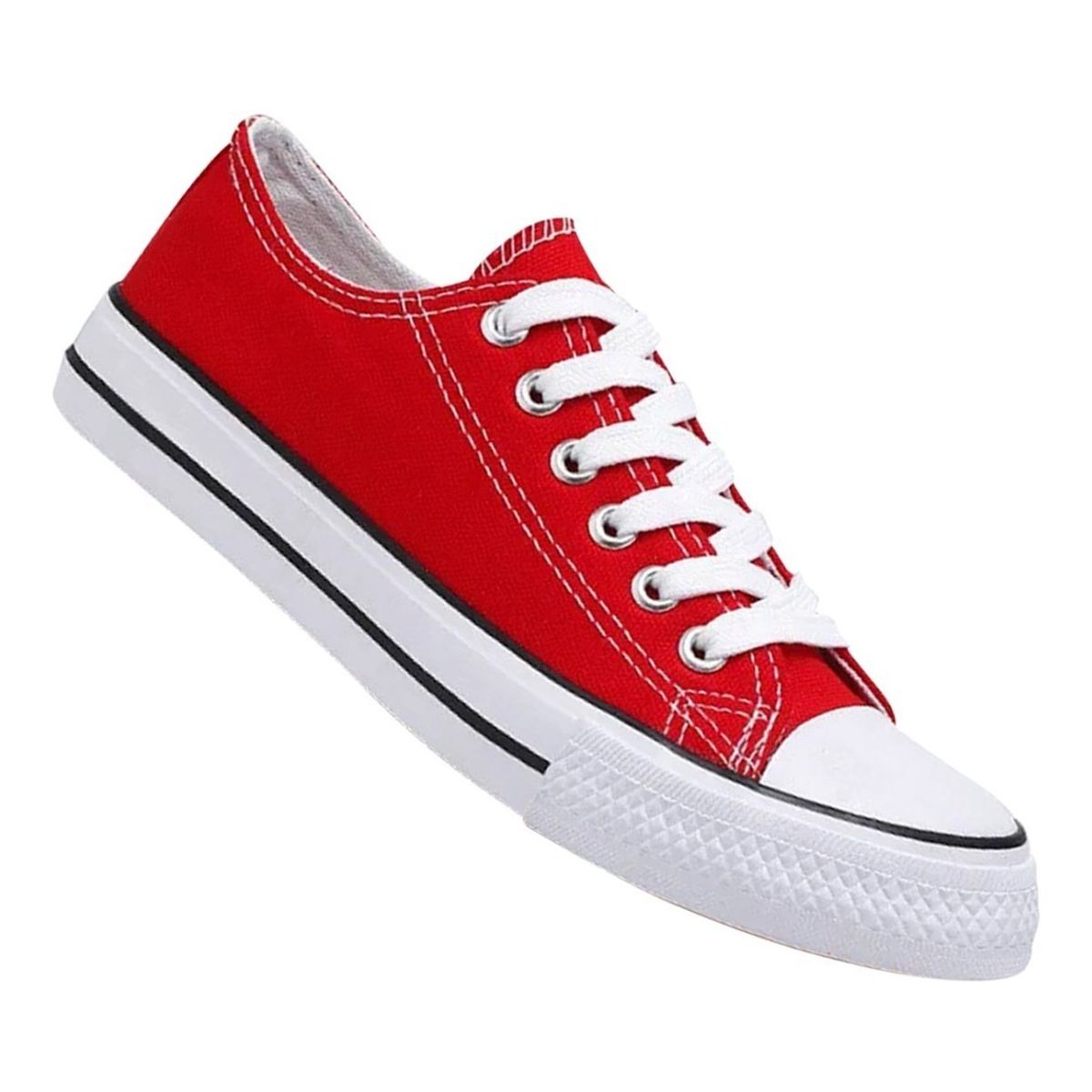 GENERICO - Zapatilla De Mujer Urbana De Lona Casual - Rojo - 7078