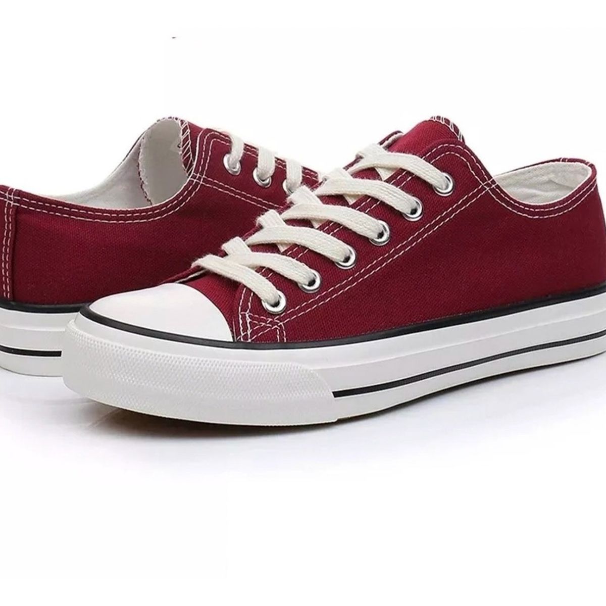 GENERICO - Zapatilla De Mujer Urbana De Lona Casual - Burdeo - 7076