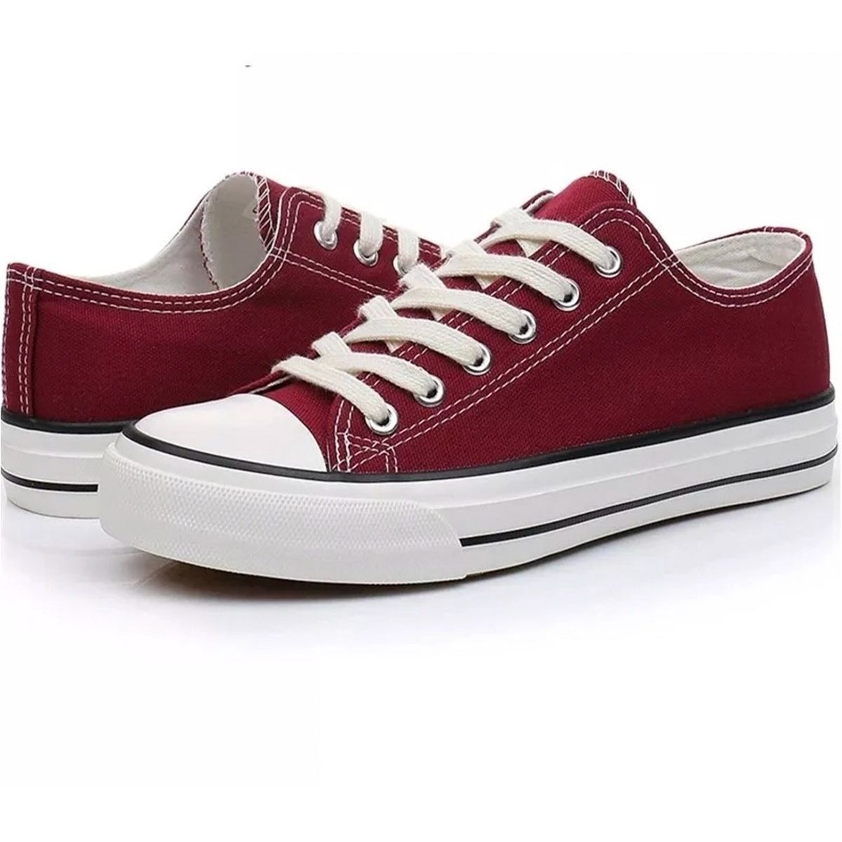 GENERICO - Zapatilla De Mujer Urbana De Lona Casual - Burdeo - 7076