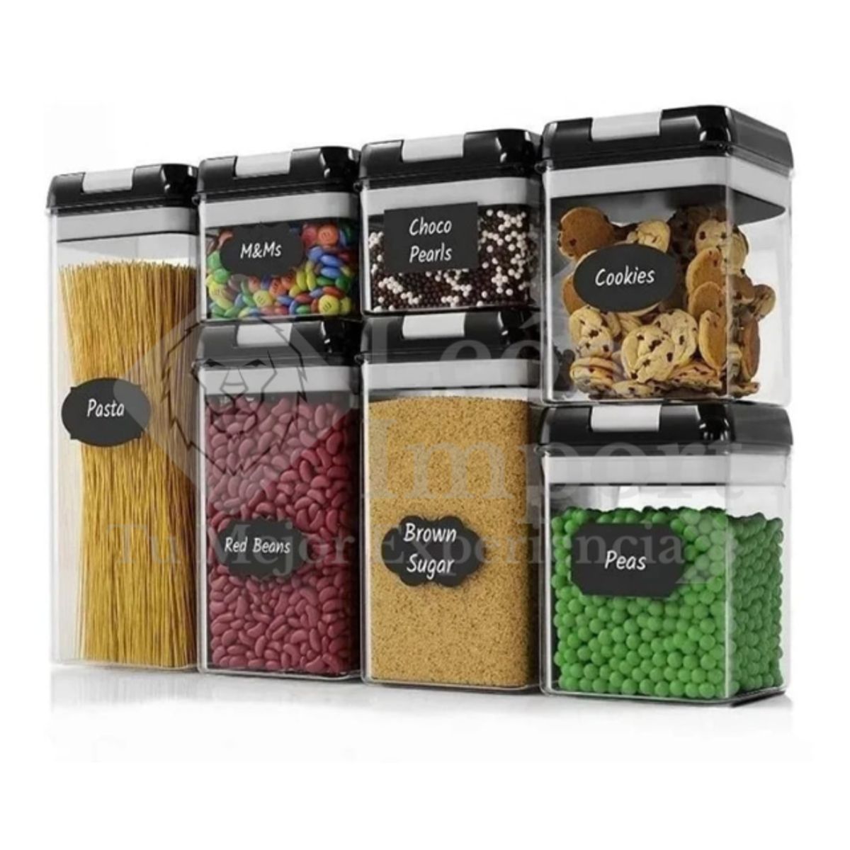GENERICO - Contenedores Organizador Alimentos Set 7pcs Cierre Hermético Negro