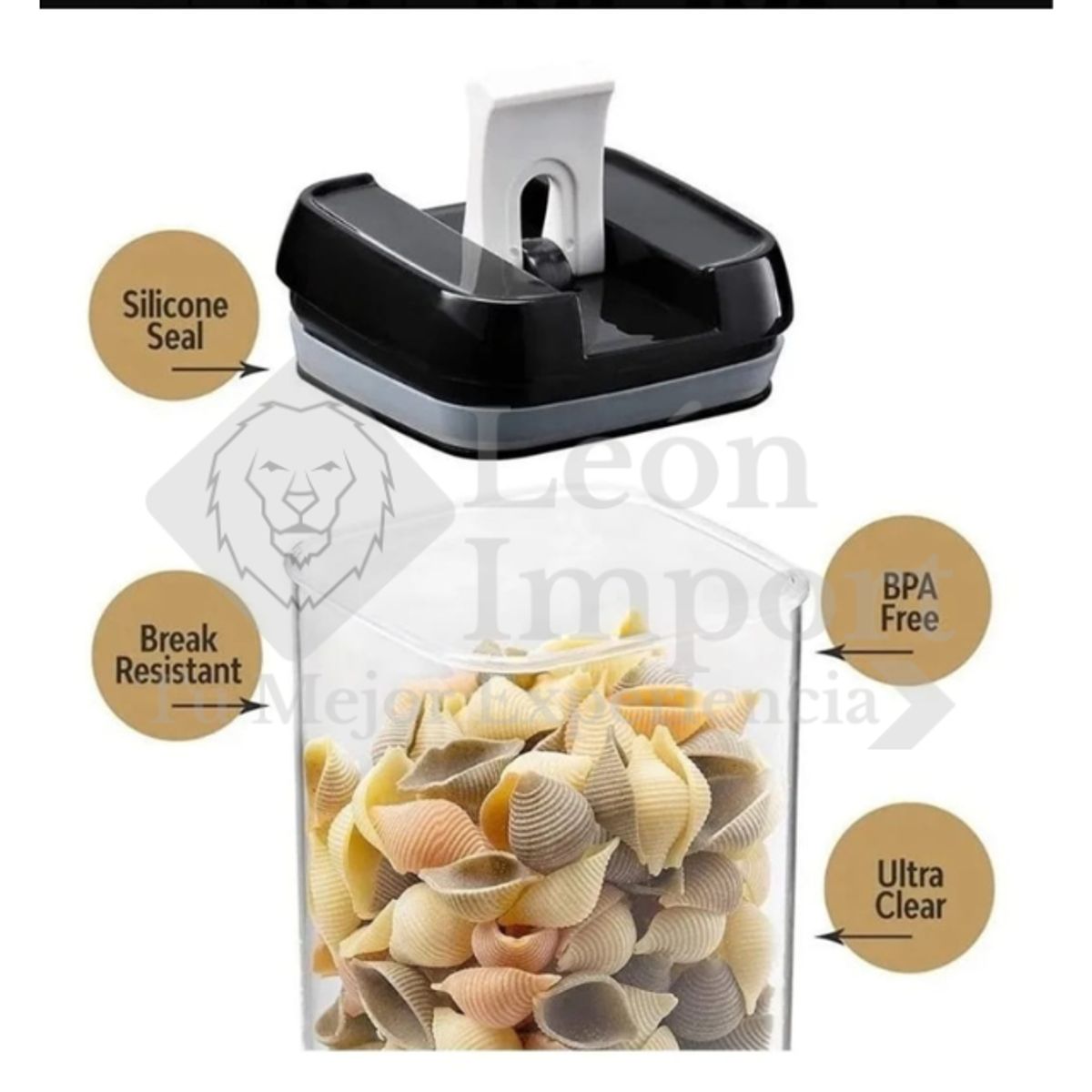 GENERICO - Contenedores Organizador Alimentos Set 7pcs Cierre Hermético Negro