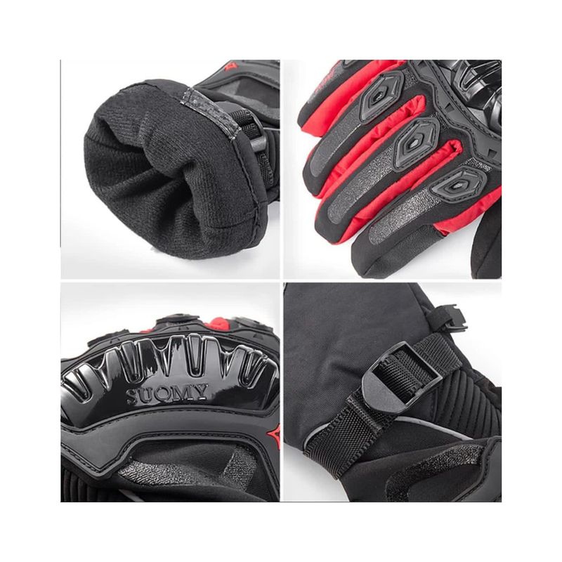 GENERICO - Guantes de invierno para motos impermeable rojo talla L
