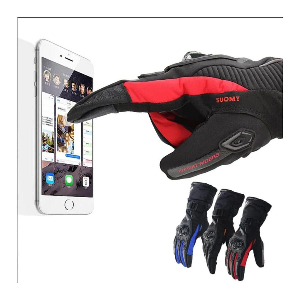 GENERICO - Guantes de invierno para motos impermeable rojo talla L