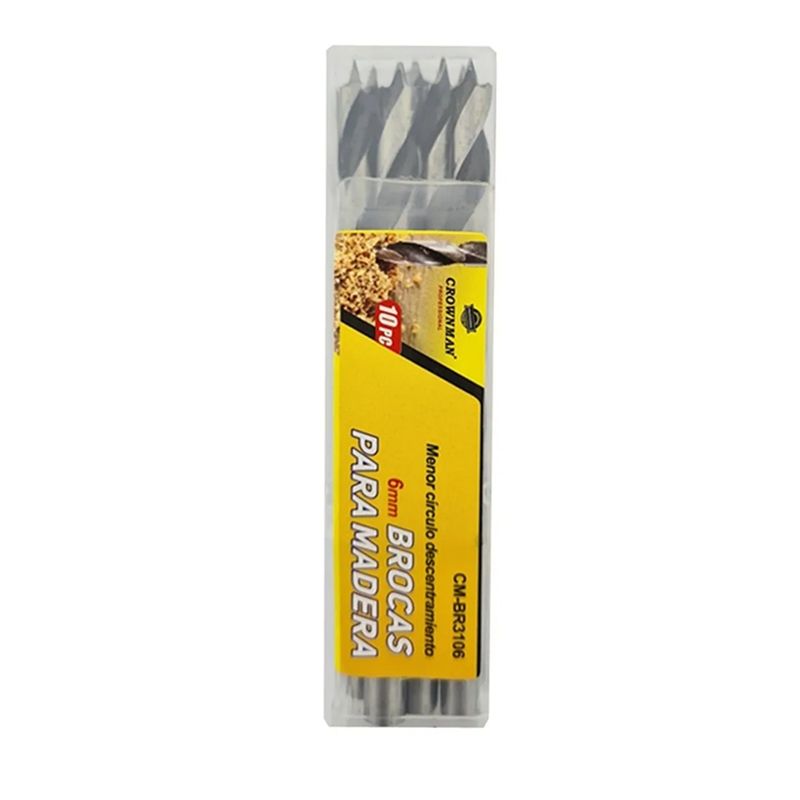 GENERICO - Kit Set Juego Brocas Para Madera 6mm 10 Piezas Crownman