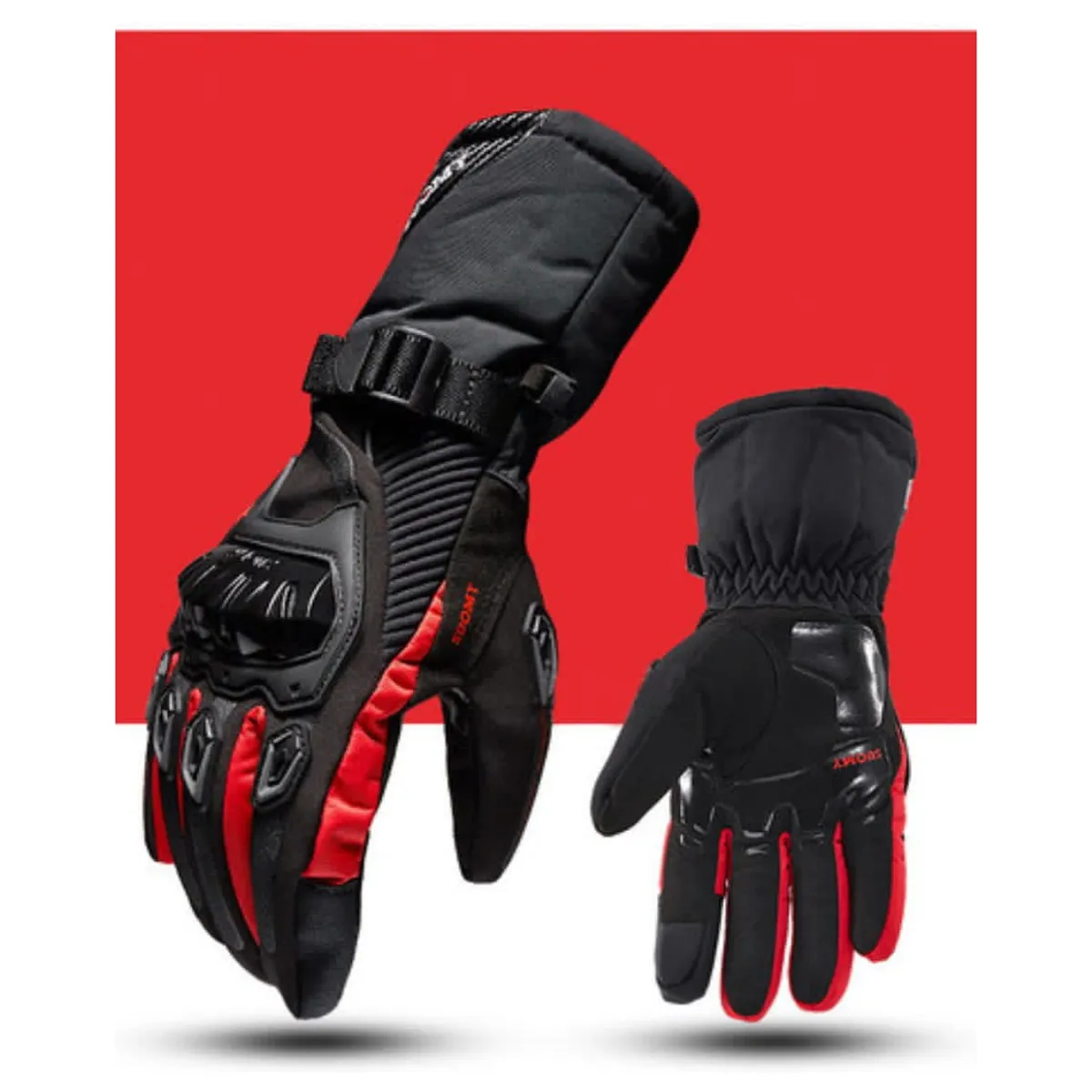 GENERICO - Guantes de invierno para motos impermeable rojo talla XL