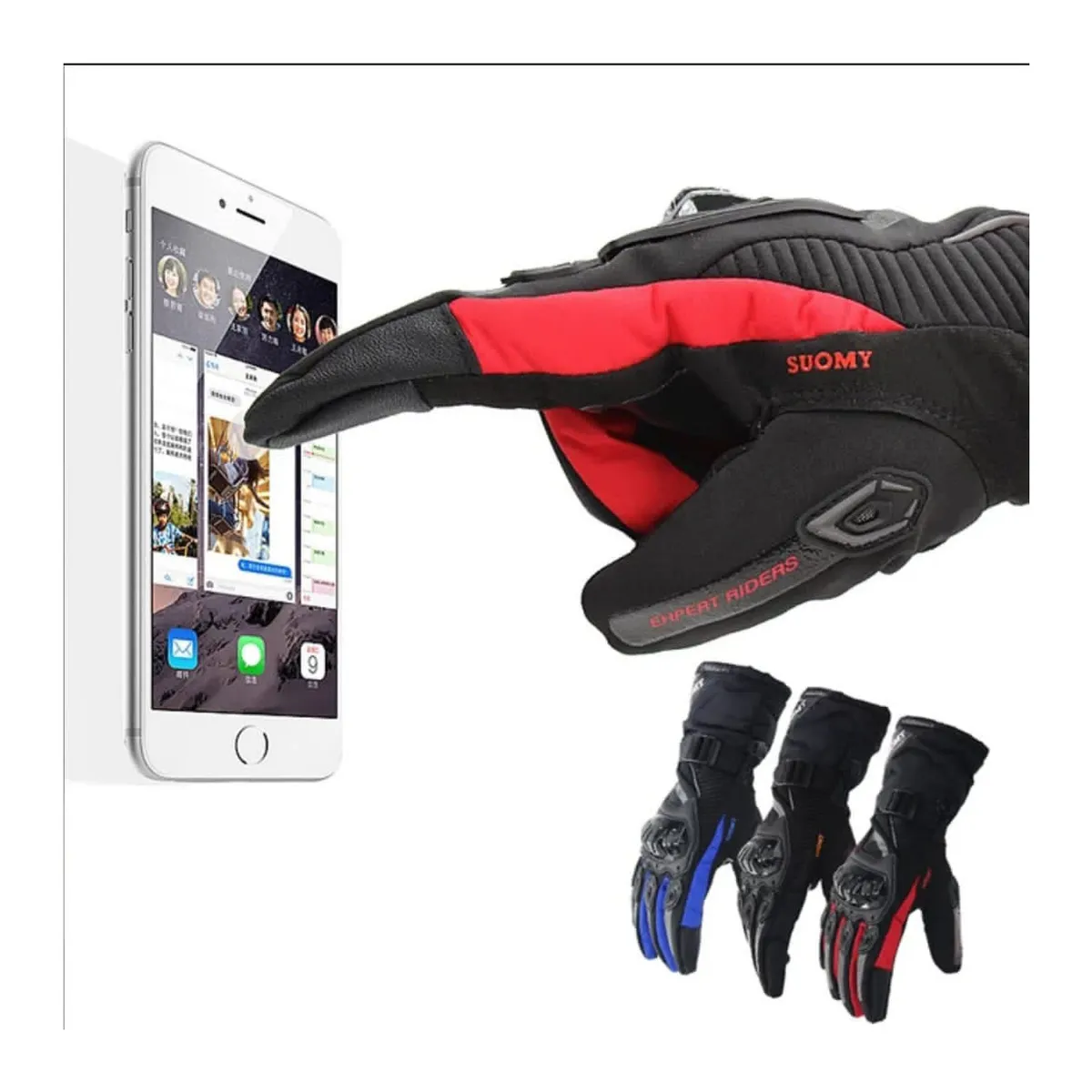 GENERICO - Guantes de invierno para motos impermeable rojo talla XL