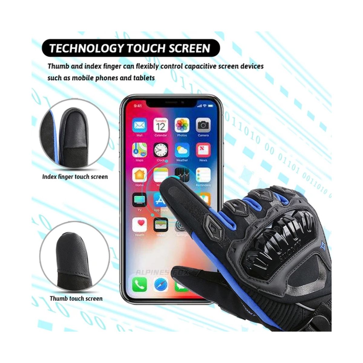 GENERICO - Guantes de invierno para motos impermeable azul talla XL