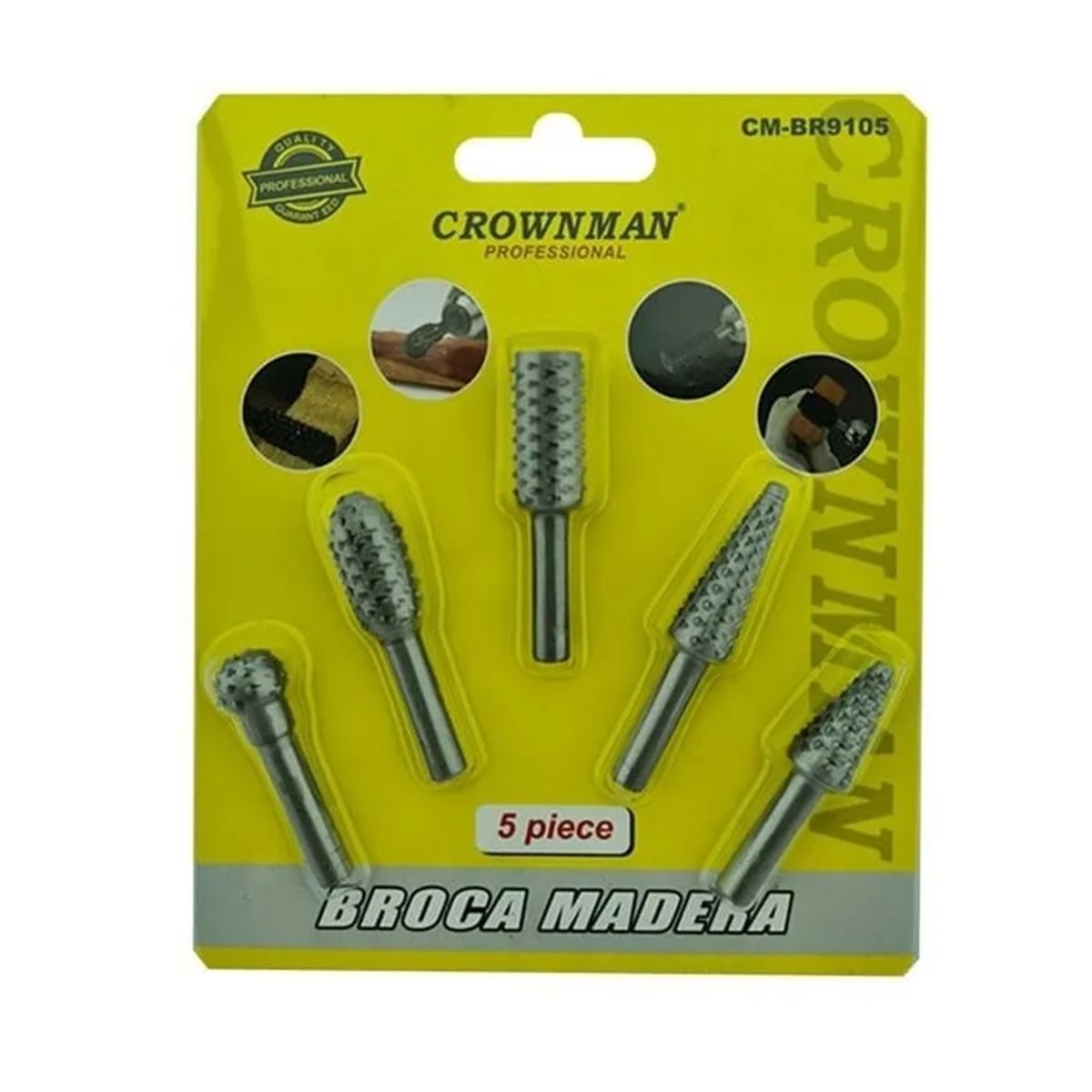 GENERICO - Kit Juego Brocas Madera Escofina Rotativa 1/4 5 Pcs Crownman