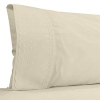 Juego De Sabanas Queen Broderie Clasico Crudo 200 Hilos