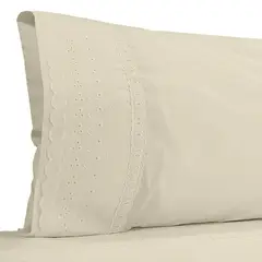 VICTORIANAS - Juego De Sabanas 1 Plaza Broderie Clasico Crudo 200 Hilos