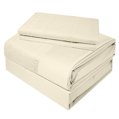 Imagen 2 del producto Juego De Sabanas 1,5 Plaza Broderie Clasico Crudo 200 Hilos