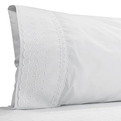 Imagen 2 del producto Juego De Sabanas 2 Plazas Broderie Clasico Blanco 200 Hilos