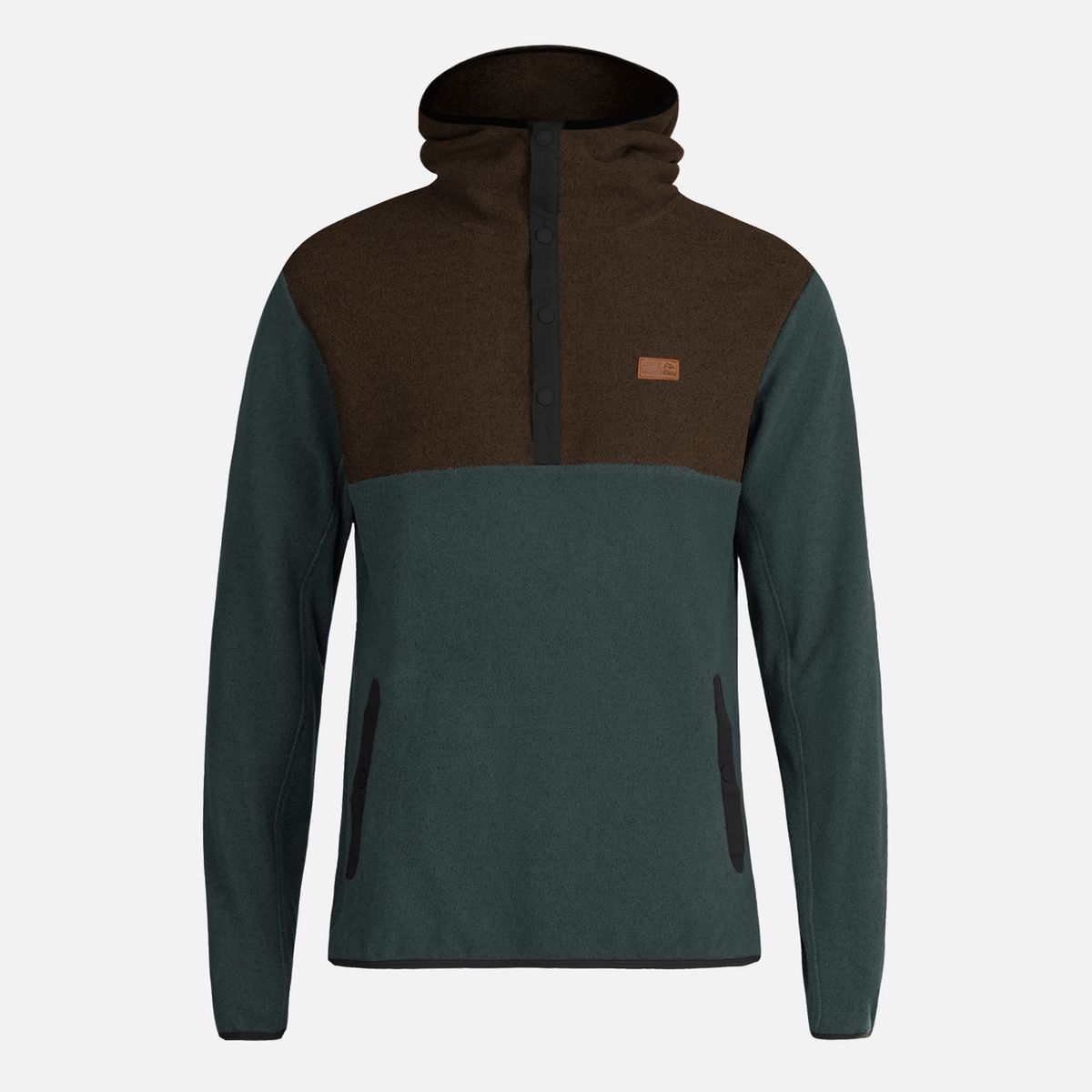 HAKA HONU - Poleron Hombre Tokerau Hoodie Café/ Verde Bosque Haka Honu