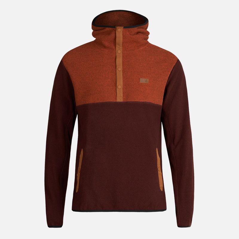 HAKA HONU - Poleron Hombre Tokerau Hoodie Naranja Oscuro/Burdeo Haka Honu