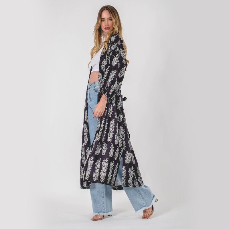 GUINDA - Kimono Floreado Satín GUINDA Cher