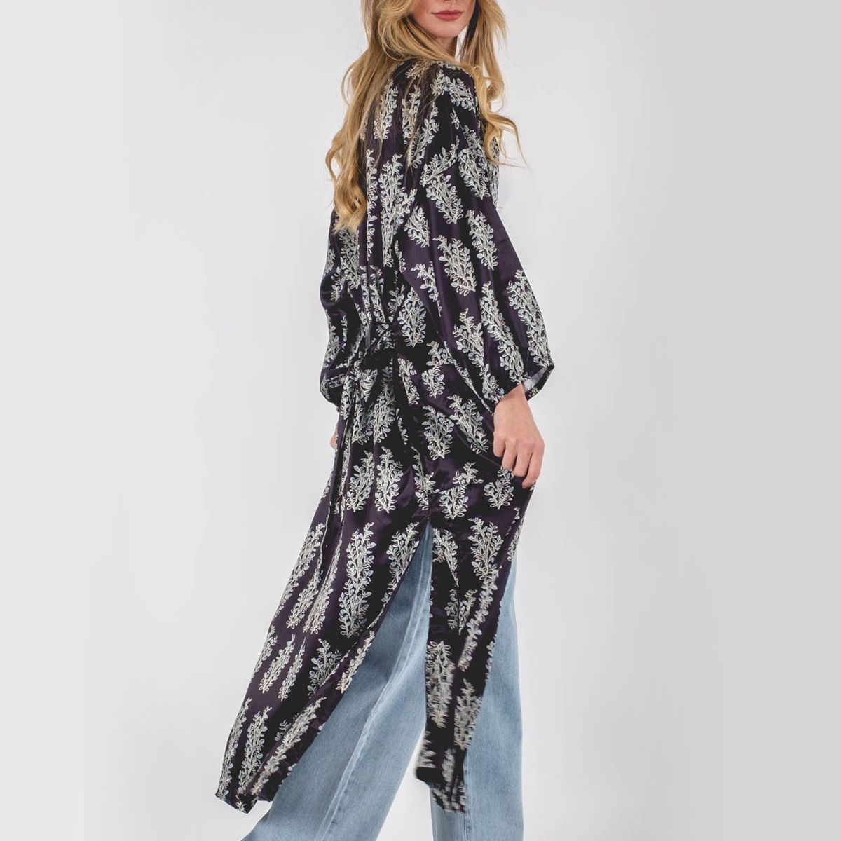 GUINDA - Kimono Floreado Satín GUINDA Cher