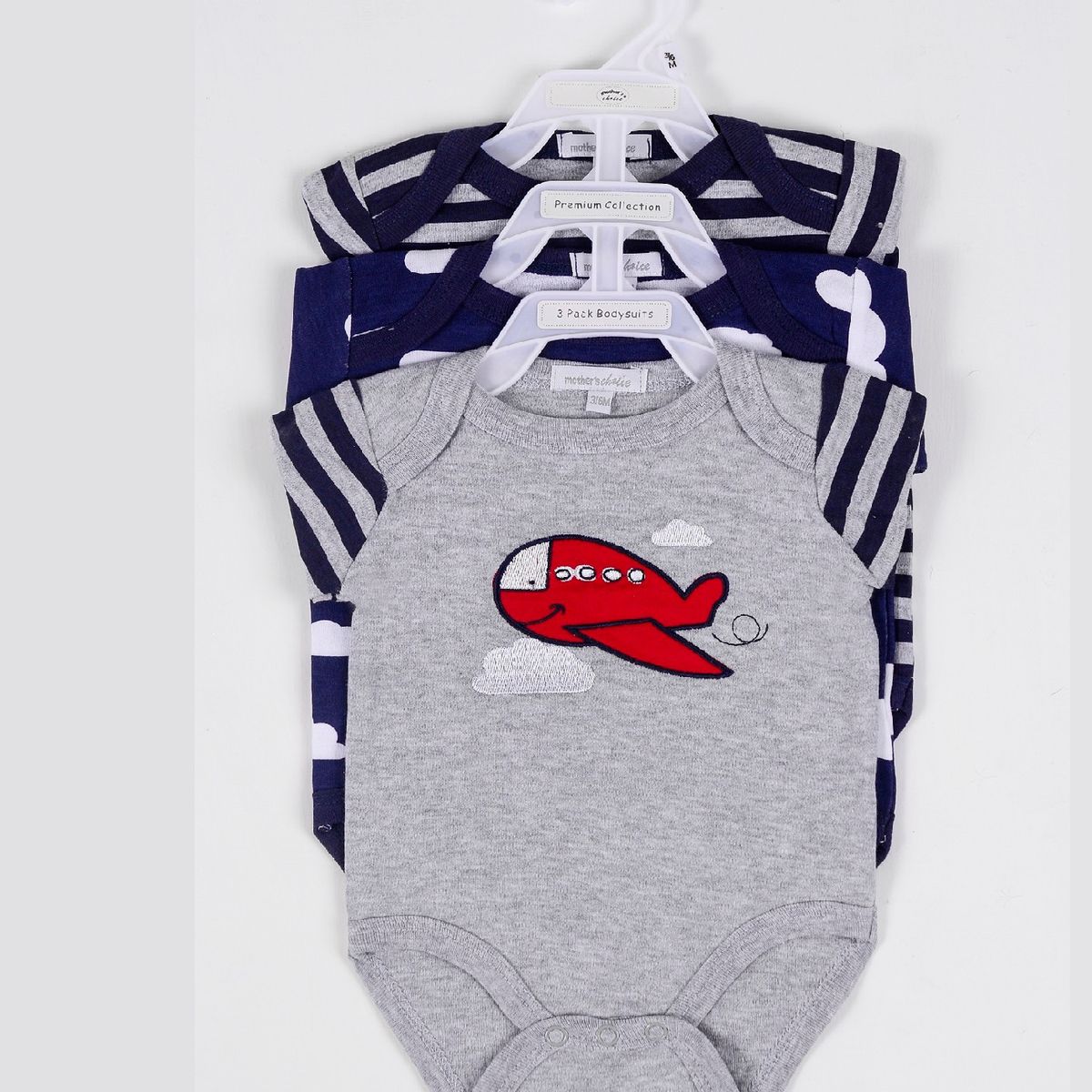 MOTHERS CHOICE - Tripack De Bodys Para Bebe Con Dibujo De Avion