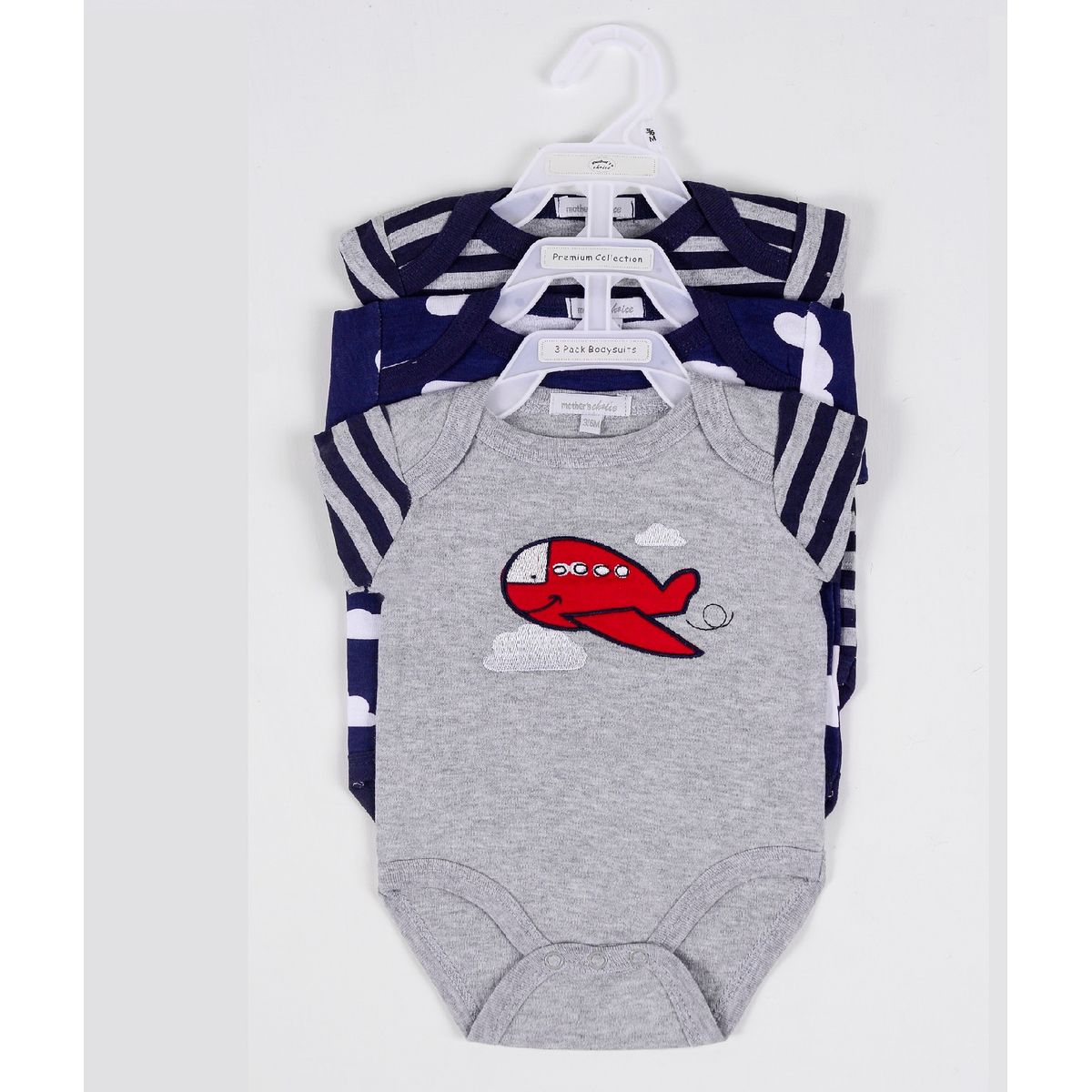 MOTHERS CHOICE - Tripack De Bodys Para Bebe Con Dibujo De Avion