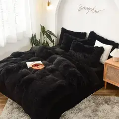 TODOHOGAR SANTIAGO DE CHILE - Cubrecama peludo negro 2p
