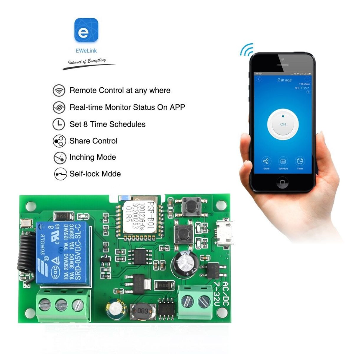 SONOFF - Interruptor Sonoff WiFi RF 7-32V Pro Porton Chapa Compatible con Alexa y Google