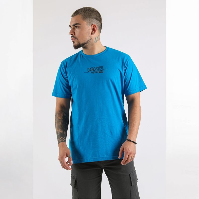 GANGSTER - Plus Polera Mc Básica Concept Azul Gangster