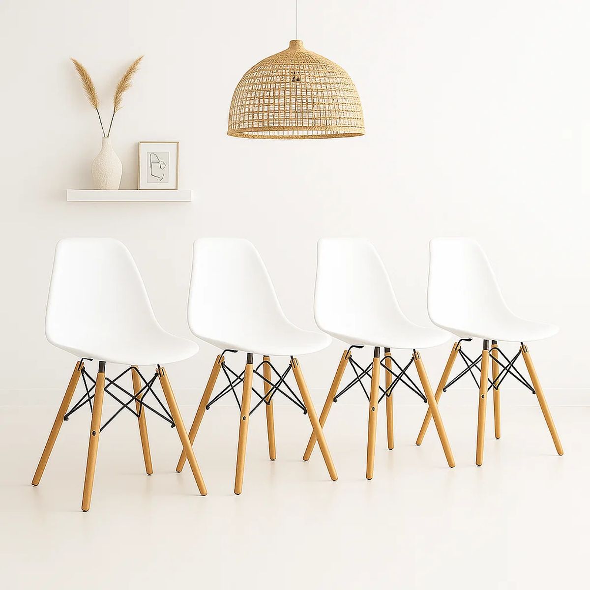 KLIK - Pack de 4 Sillas Eames Blancas KLIK