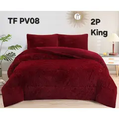 GENERICO - Cubrecama de Invierno Peludo con Chiporro King Burdeos 017