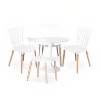 Comedor Mesa Tulip blanca 80cm + 4 sillas Windsor blanca