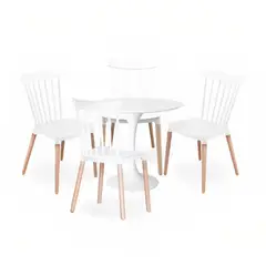 KLIK - Comedor Mesa Tulip blanca 80cm + 4 sillas Windsor blanca