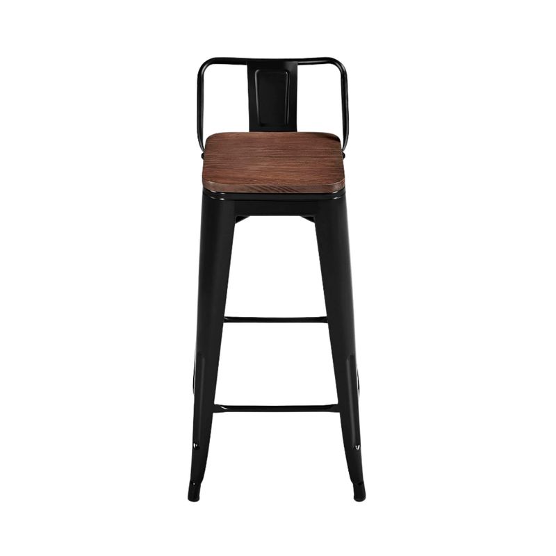 KLIK - Taburete Tolix Negro bar o terraza Asiento de Madera Oscura Walnut