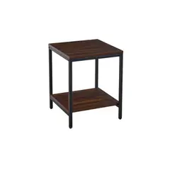 KLIK - Velador Mesa Auxiliar Lateral de 2 Niveles - Madera Oscura Walnut